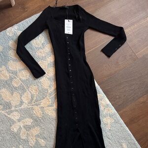 Zara Button Down Black Long Sleeve Dress